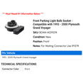 thumbnail image 2 of Front Parking Light Bulb Socket - Compatible with 1993 - 2000 Plymouth Grand Voyager 1994 1995 1996 1997 1998 1999, 2 of 2