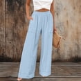 thumbnail image 2 of Womens Pants summer Wide Leg Cotton Linen pants Casual Loose Lightweight palazzo Pant vacation Travel Outfits, 2 of 5