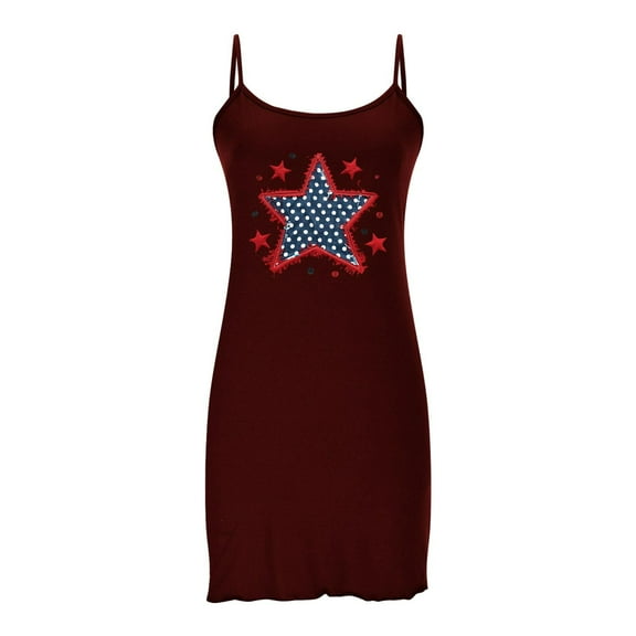 Kaemgyyd Sleep Dress for Women Summer Trendy Star Scoop Neck Sleepwear Loose Spaghetti Strap Mini Nightgowns Camisole Nightdress
