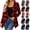 Green, variant on Women Buffalo Plaid Open Front Blazer Asymmetric Draped Waterfall Hem Long Sleeve Side Pocket Loose Fit Casual Layering Outer Jacket