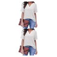 thumbnail image 3 of Minnieouse Blusa con cuello en V manga corta holgada Linda estética Floral camisa fresca compras moda verano Top madre esposa ropa Type4 NO4, 3 of 6