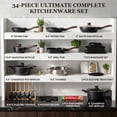 thumbnail image 3 of Kikcoin 34-Piece Pots and Pans Set, Dishwasher-Safe Non Stick Pots and Pans with Utensils, Premium Bakeware and Cookware Set for Kitchen, Black, 3 of 12