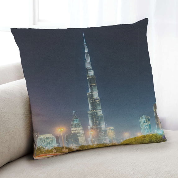 Ahgly Company Sites Burj Khalifa Indoor Throw Pillow, 18 inch by 18 inch