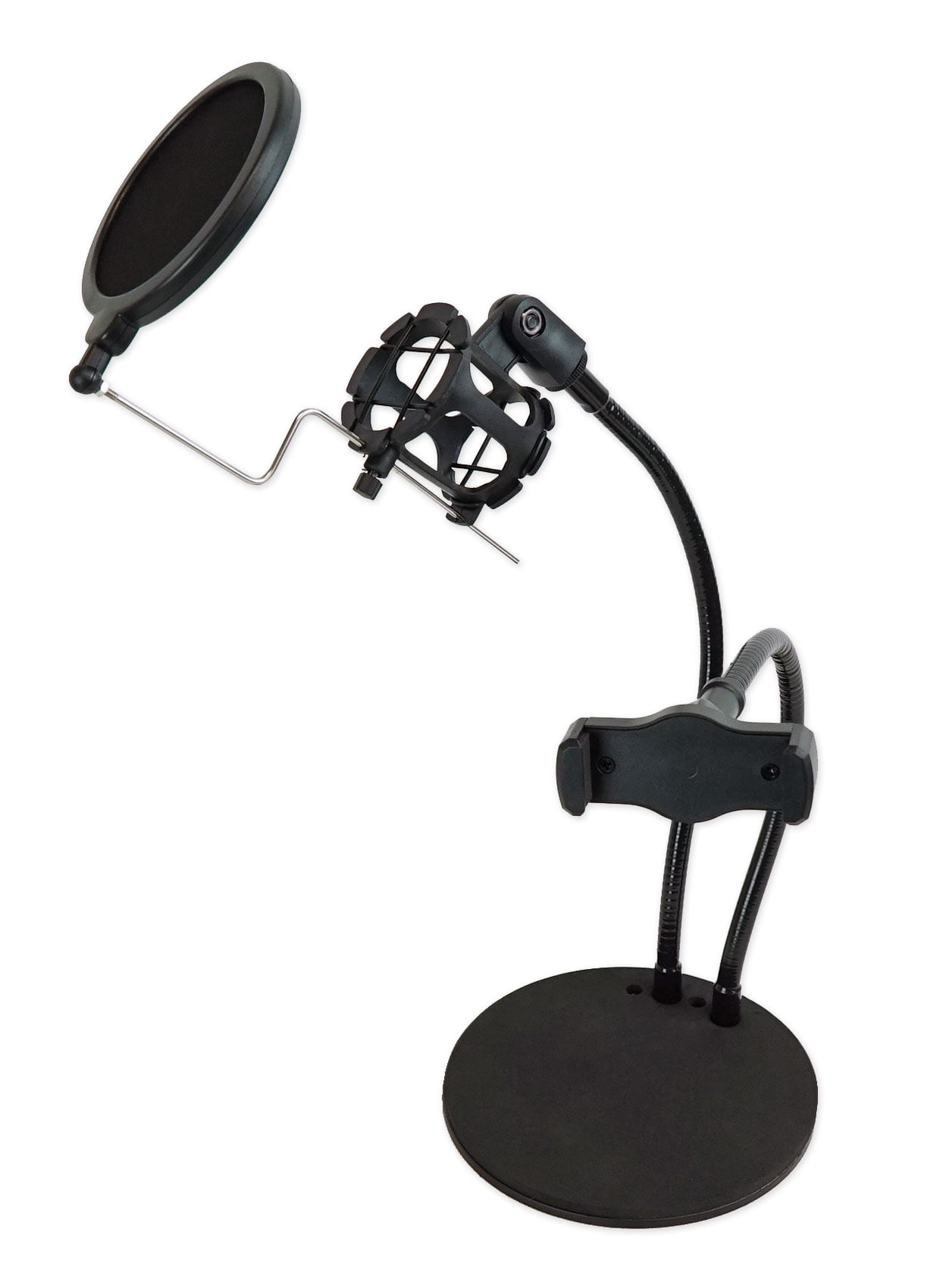 Technical Pro Broadcast Podcast Podcasting Desk Stand w/ Phone + Mic Holders