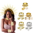 thumbnail image 2 of Stylish Golden Necklace Set Inspired Long Neck Tribe Trend Setting Ethnic Choker and Ear Pendant Set for Fashion Lover, 2 of 8