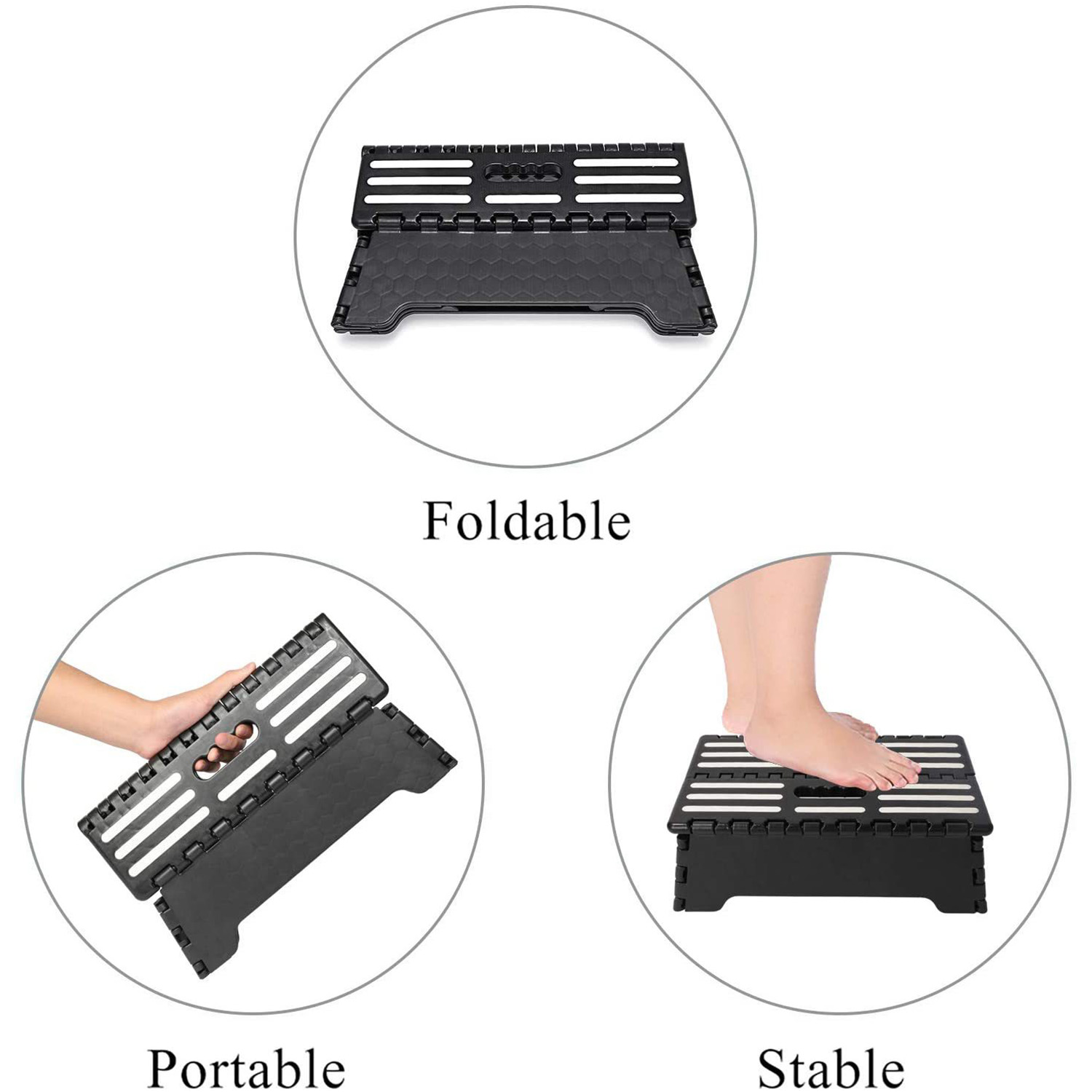 ZeenArt 5 Inch Folding Step Stool, Black photo 5