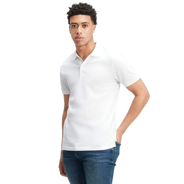 Polo Shirt GAP de piqué elástico para hombre, talla pequeña, color blanco