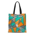 thumbnail image 1 of JSDART Canvas Tote Bag Triangles Modern Rustic Orange Teal Gray Silver Simple Contemporary Reusable Handbag Shoulder Grocery Shopping Bags, 1 of 1