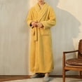 thumbnail image 5 of Womens Men Winter Fleece Robes, Unisex Soft Plush Long Bathrobe, Thick Kimono Robes for Womens, Warm House Coat Yellow XXXL, 5 of 6