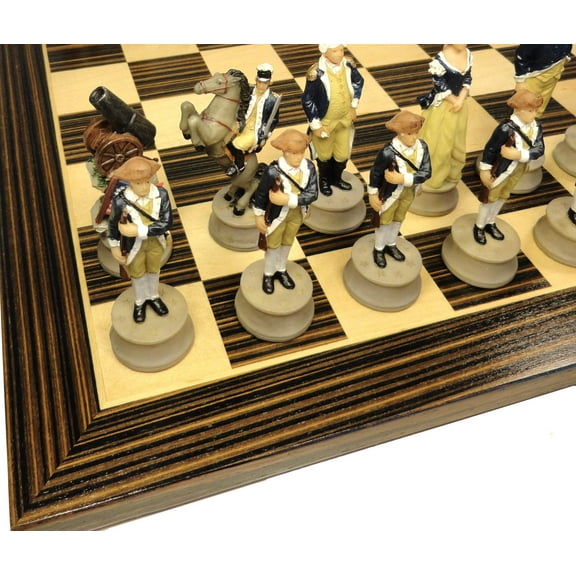 American REVOLUTION Chess Set W 14" Ebony Black  Maple Wood Board Independence
