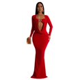 thumbnail image 3 of Vestido elegante de estilo bohemio para mujer, vestido playero de otoño-verano 2024, estilo vintage, de manga larga, con escote en V y cintura alta, 3 of 5