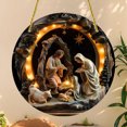 thumbnail image 4 of Nativity Scene Christmas Ornament Round Acrylic Holy Family Hanging Decorations for Xmas Home Door Wall Window Decor, 4 of 7