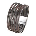 thumbnail image 2 of Pulsera rígida para mujer de cuero sintético PU, duradera, versátil, fácil de usar, multicapa. Café, 2 of 9