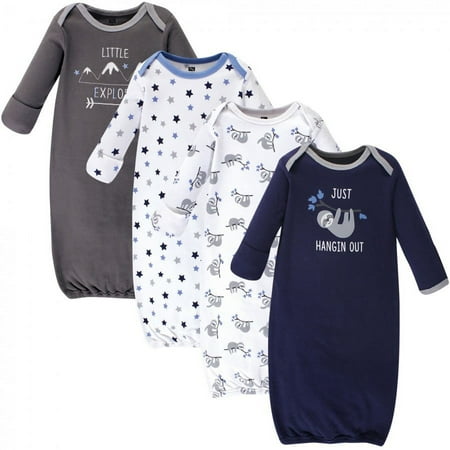 UPC: 0660168536539 | Hudson Baby Infant Boy Cotton Long-Sleeve Gowns 4pk  Little Explorer  0-6 Months