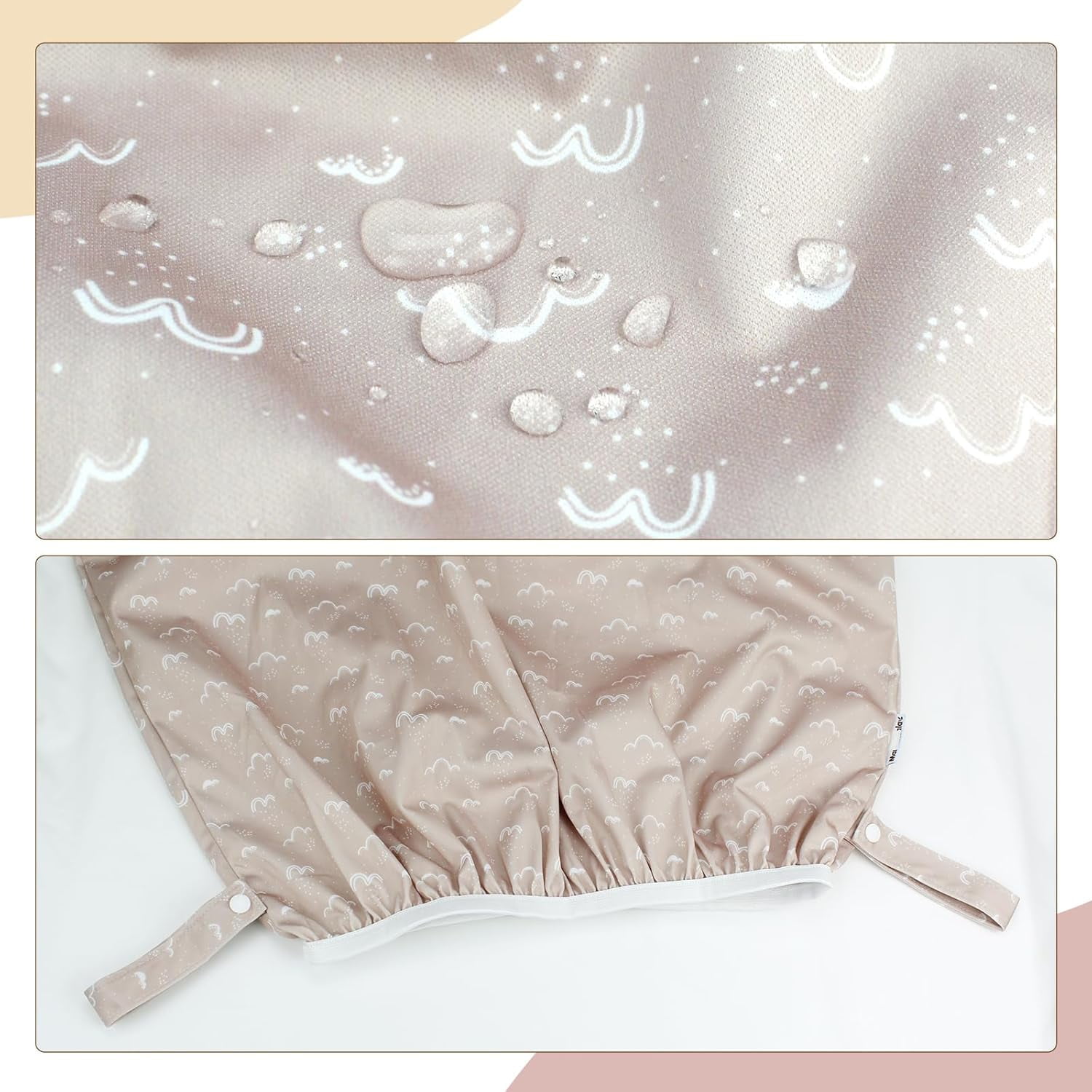 2 Pack Reusable Pail Liners, with 15 Pack Washable cloth diaper wipes & 1ps of Waterproof pod