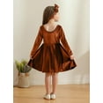 thumbnail image 3 of Toddler Kids Girls Long-Sleeve Dress & Matching Hairband Set - Velvet, Knee-Length, Swing Twirly Skater Dress for Casual Wear & Special Occasions, 3 of 10