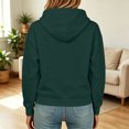 thumbnail image 4 of Womens Hooded Pullover Sweatshirts with Front Pocket,Solid Color Long Sleeve Tops for Casual Sporty Style Dark Green XL, 4 of 4