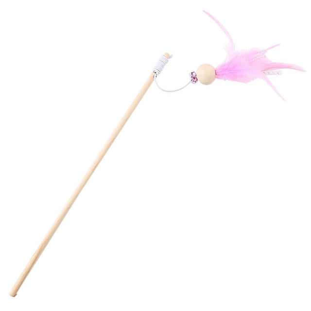Kitten Feather Wand Interactive Beaded Funny Cat Bell Wand Kitten Teaser Toy