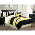 thumbnail image 1 of 7-Pc Damen Embossed Meander Diamond Embroidery Pleated Comforter Set Yellow Black Off-White Queen, 1 of 1