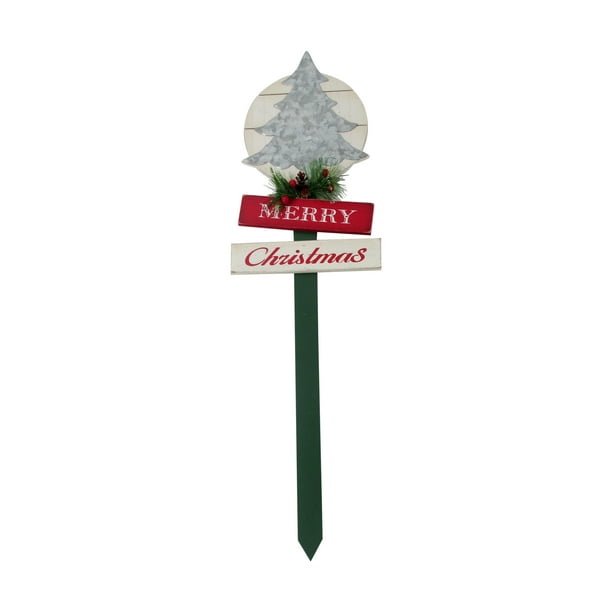 Holiday Time 26" Christmas Wooden Tree Yard Stake