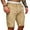 Beige, variant on UTTOASFAY Mens Pants Fashion Man Solid Elastic Waist Mid Waist Loose Pockets Bandage Short Pants Khaki 10(XL)