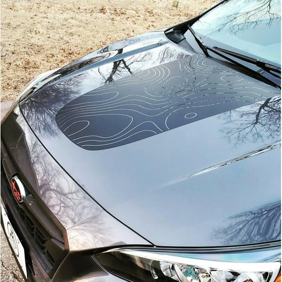 AnyStickerYouWant - Topographic Blackout Hood Vinyl Decal Sticker Compatible with and Fits Subaru Crosstrek 2018-2023