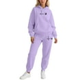 thumbnail image 2 of MAIHAN Womens Hooded Sweatsuits 2 Piece Outfits Heart Print Sweatshirts Joggers Lounge Sets Soft Solid Color Sweatsuits Set with Pockets Valentine's Day Tracksuit(Purple,XL), 2 of 4