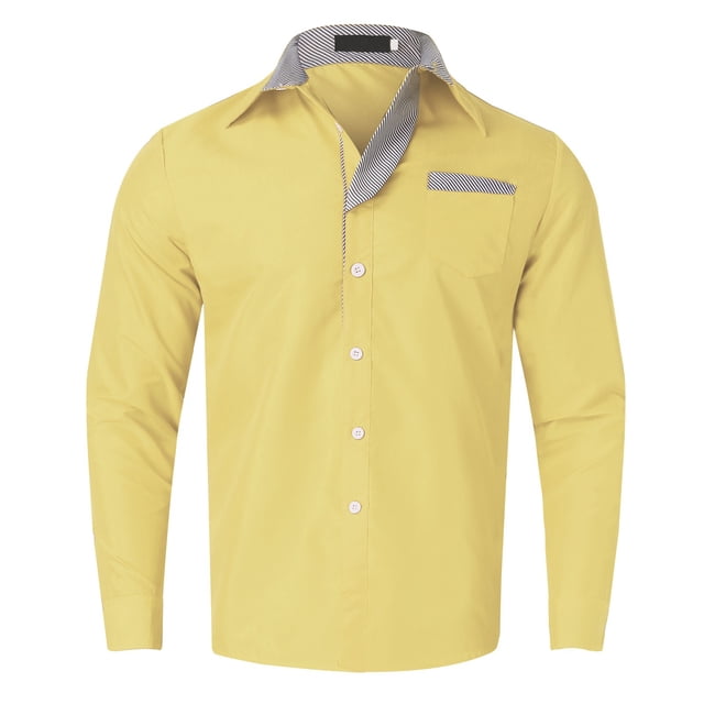 Men's Fashion Casual Long Sleeve Shirt - Solid Color Collar Button Design, Cotton Linen Blend for Work/Leisure