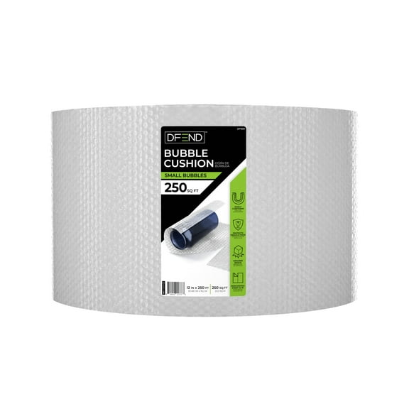 DFEND 12in x 250ft Bubble Cushion Roll, Clear, Bubble Wrap, Model DF1001