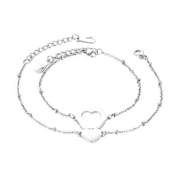 KAKOWELY 2 pulseras para enamorados con forma de corazón, regalo de San Valentín.