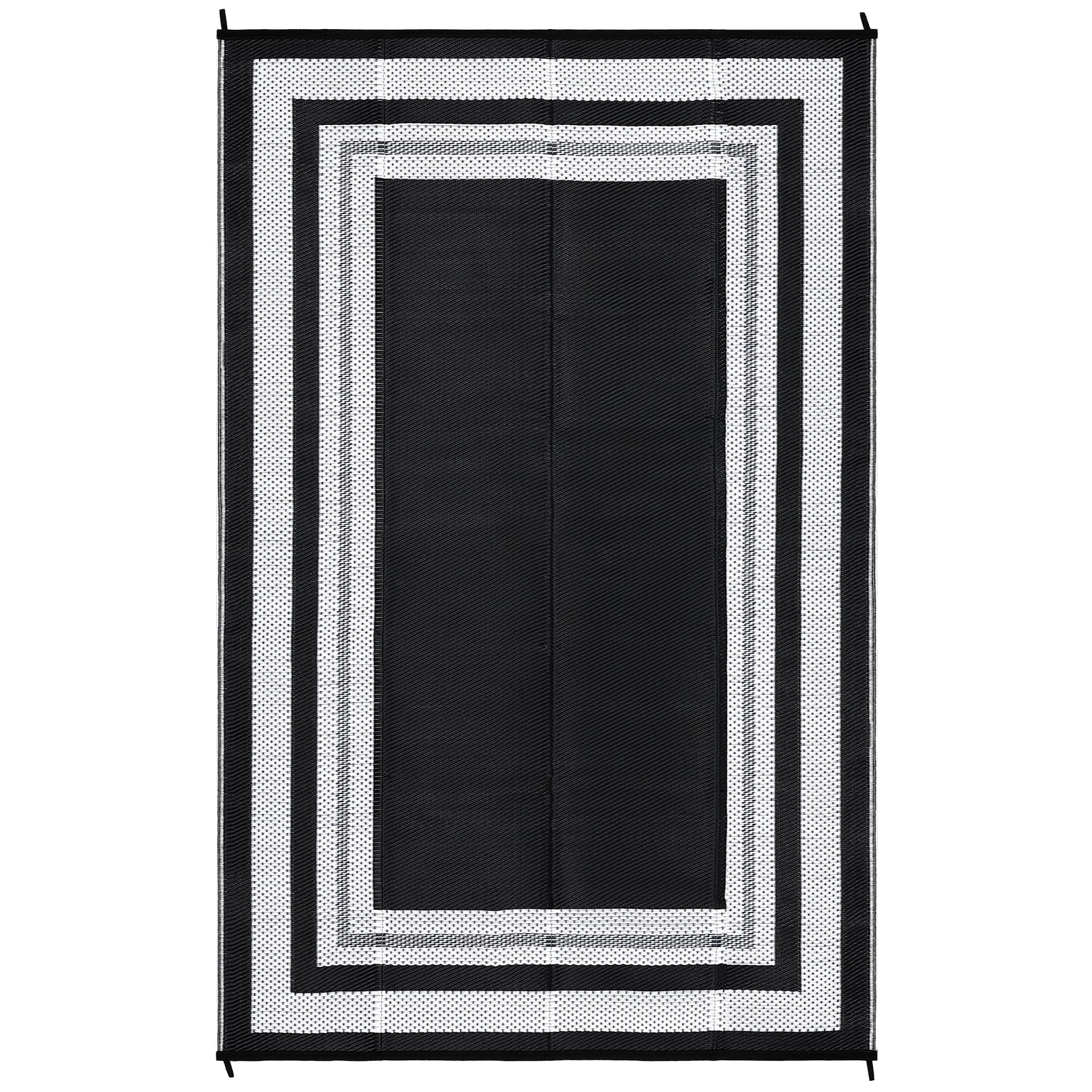 Nanan 9×18 Outdoor Plastic Rug,Portable Plastic Outdoor Rug, Waterproof & UV Resistant, Non-Slip, Easy to Clean for Camping, Patio, Garden, Beach, Picnic, Black White