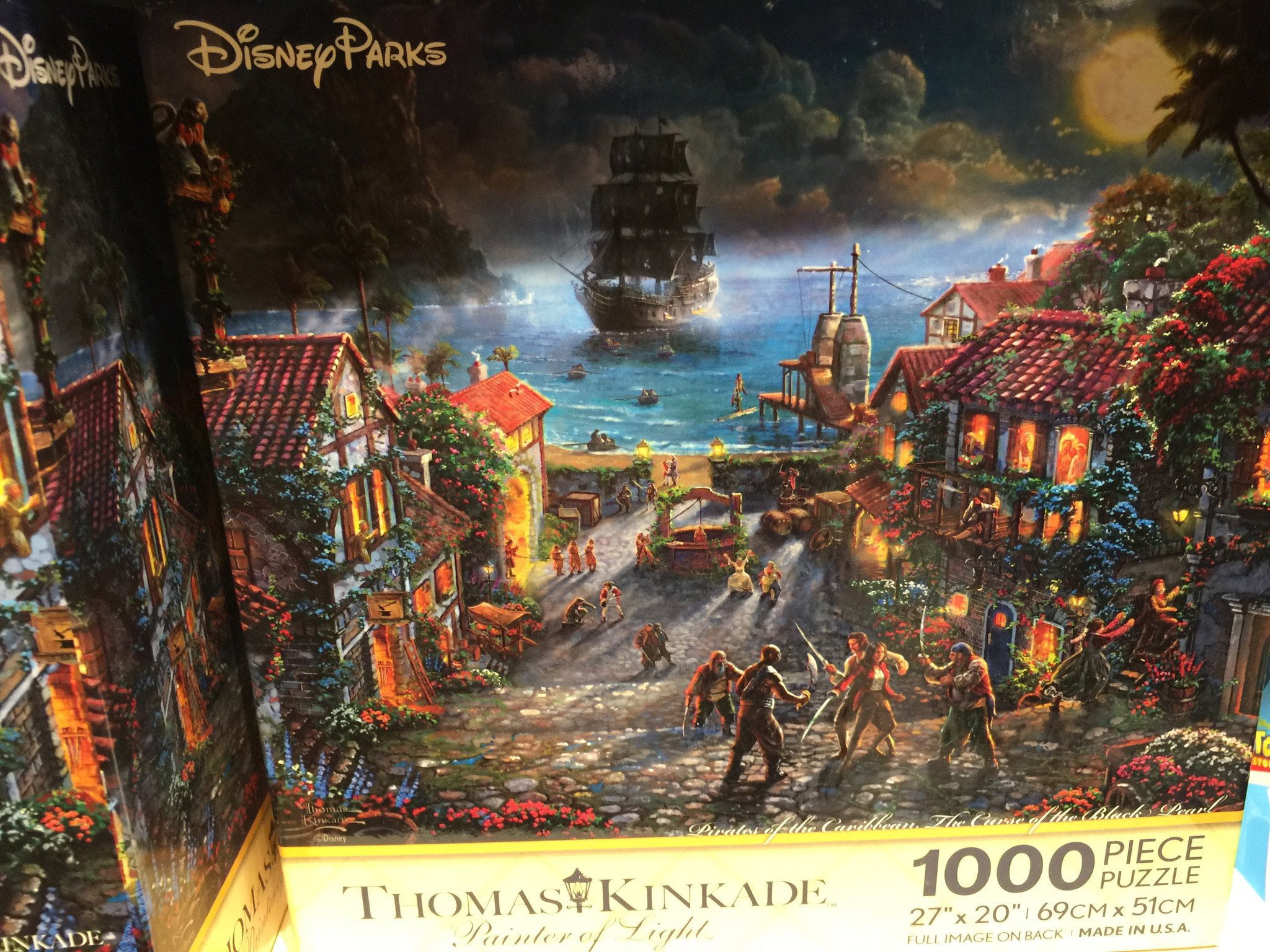 Disney Parks Thomas Kinkade Pirates Of The Carribean 1000 Piece Puzzle Pearl NIB 