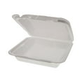 thumbnail image 2 of Pactiv Corp. YHD18SS00200 Dual Tab Lock Happy Face 8 in. x 7.75 in. x 2.25 in. Foam Hinged Lid Containers - White (200/Carton), 2 of 2