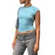 thumbnail image 1 of Sunloudy, blusas cortas para mujer, suéter de moda de Color sólido de manga corta para mujer, camiseta reversible en la parte delantera y trasera, rojo/azul Sunloudy  moda, 1 of 7