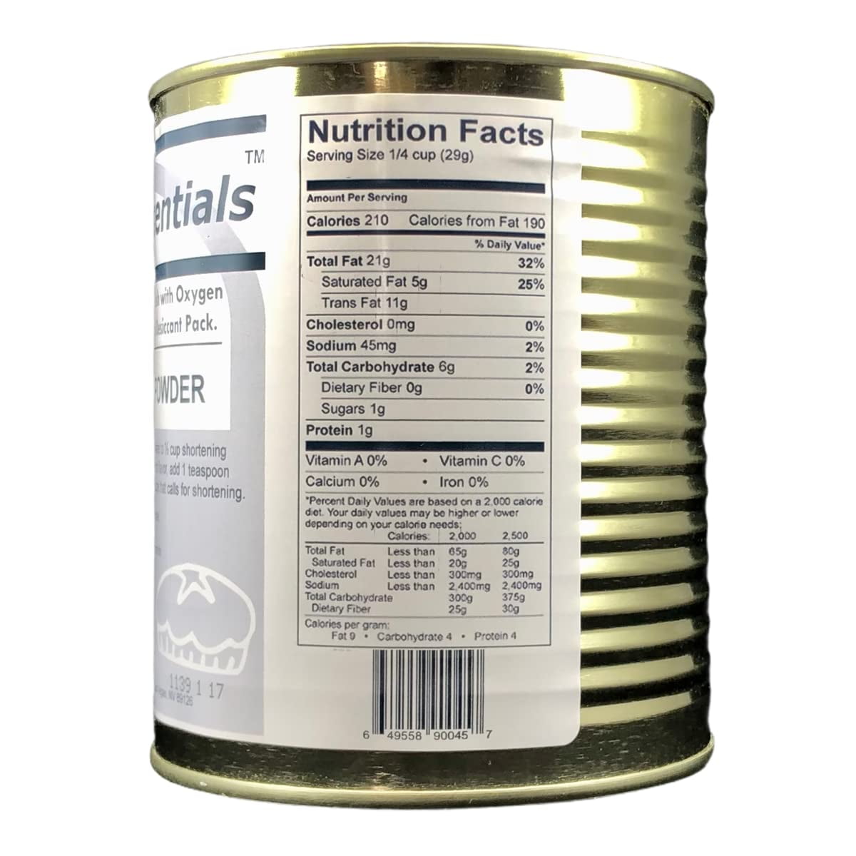 Future Essentials Canned Shortening Powder 6 Cans (#2.5 Can) | Shelf Stable Emergency Food Supply | Long-Term Storage, Baking & Cooking, Camping & Survival Essentials