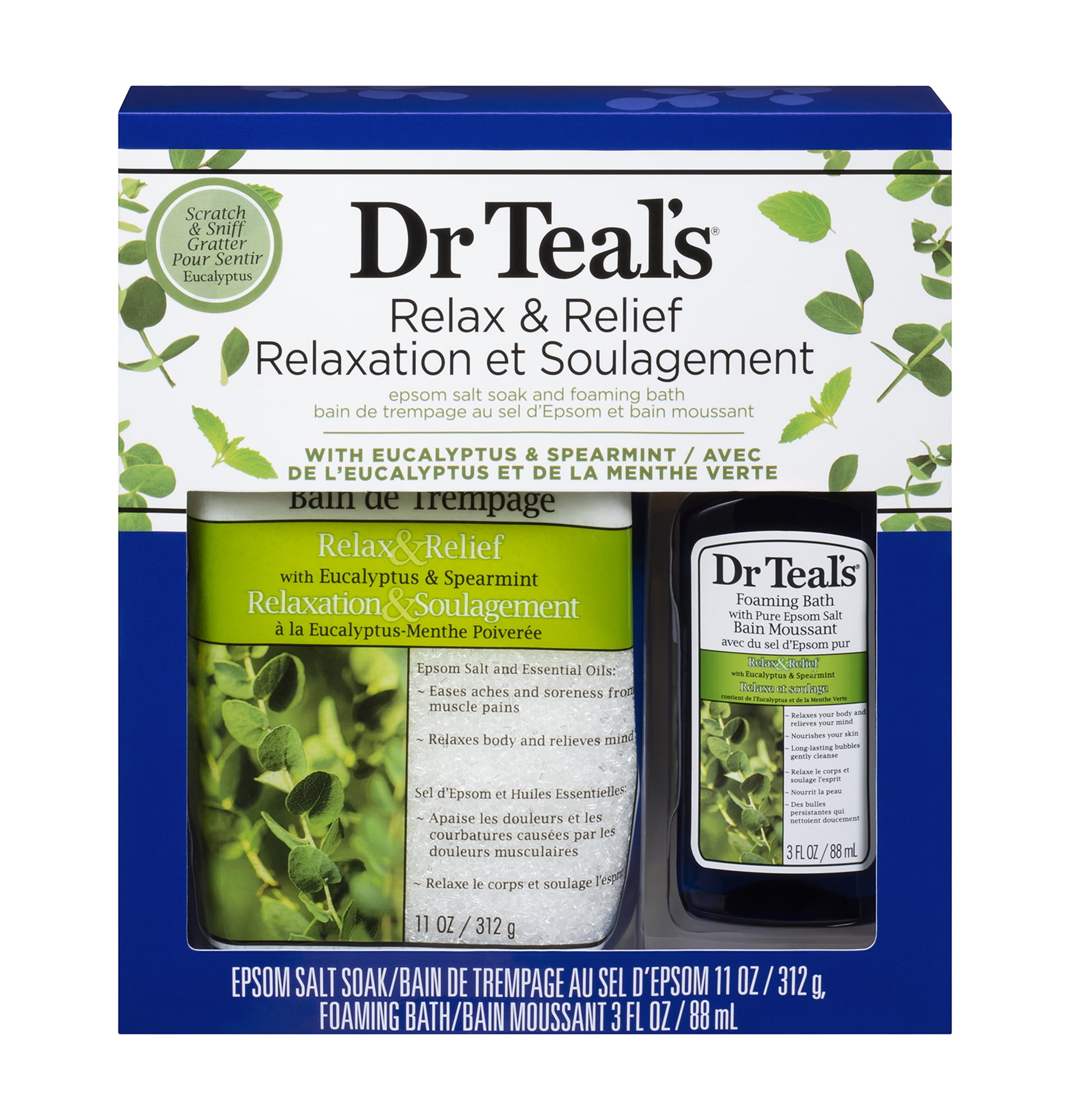Dr Teal's Eucalyptus & Spearmint Epsom Salt and Foaming Bath Set, 2