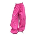 thumbnail image 4 of Ruyang Girls Parachute Pants Kids Wide Leg Cargo Pants Y2K Butterfly Street Trousers Pockets Loose Baggy Hiking Pants Grunge Clothes, 4 of 4