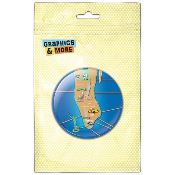 New York City Tourist Map NYC Refrigerator Button Magnet