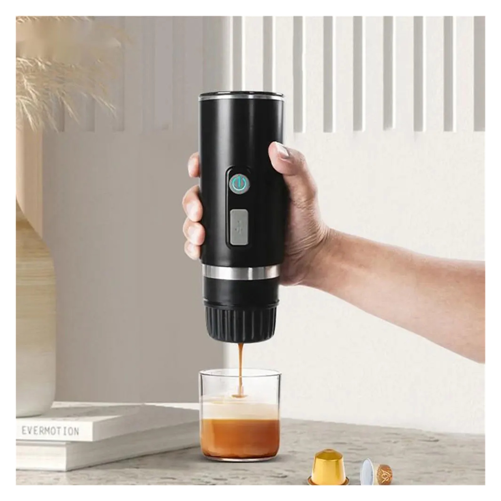 3-in-1 Portable Italian Espresso Machine Fast Char Electric Coffee Pot Fit For Capsule/Powder For Camping ,Portable