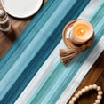thumbnail image 4 of Teal Blue Green Table Runner, Modern Ombre Minimalism Abstract Stripes Washable Cotton Linen Table Runners 72 Inches Long, Dresser Scarf Runner for Dining/Coffee/Kitchen/TV Stands/Cabinets 13''x72'', 4 of 8