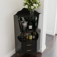 thumbnail image 5 of Noble House Arley 50" Wooden Corner Bar Cabinet, Mirrored Back Display Sideboard, Drawers and Open Shelves, Black, 5 of 8