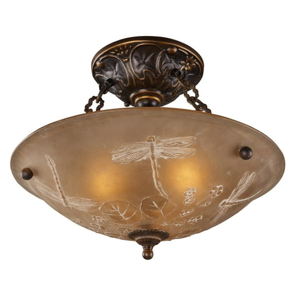 Elk Home 16-Inch Wide Restoration Semi Flush Mount, Golden Bronze