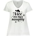 thumbnail image 3 of Inktastic Christmas Nice until Proven Naughty Women's Plus Size V-Neck T-Shirt, 3 of 5