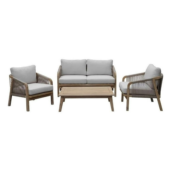 Pemberly Row 4-Piece Modern Acacia Wood Dining Set in Beige Finish