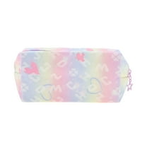 Unique Bargains 1 Pc Rectangle Gradient Letter Makeup Bag Purple Polyester