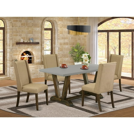 Coastal Cool 5 Piece Dinette Set - Dining Table4 Chairs - Modern Kitchen Set