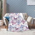 thumbnail image 6 of KLL Fleece Blanket Plush Throw Blanket Butterflies in Pastel ,Soft Fuzzy Cozy Flannel Blanket for Couch Sofa Bed.(80"x60" ), 6 of 7