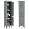 thumbnail image 1 of Costway 63" Tall Bathroom Cabinet with 2 Louvered Doors & Adjustable Shelf, Elevated Legs Gray, 1 of 10