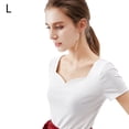 thumbnail image 1 of Camiseta de mujer manga corta corazón cuello en v algodón color sólido top, blanco, l tholdsy  AP001286-09B, 1 of 7