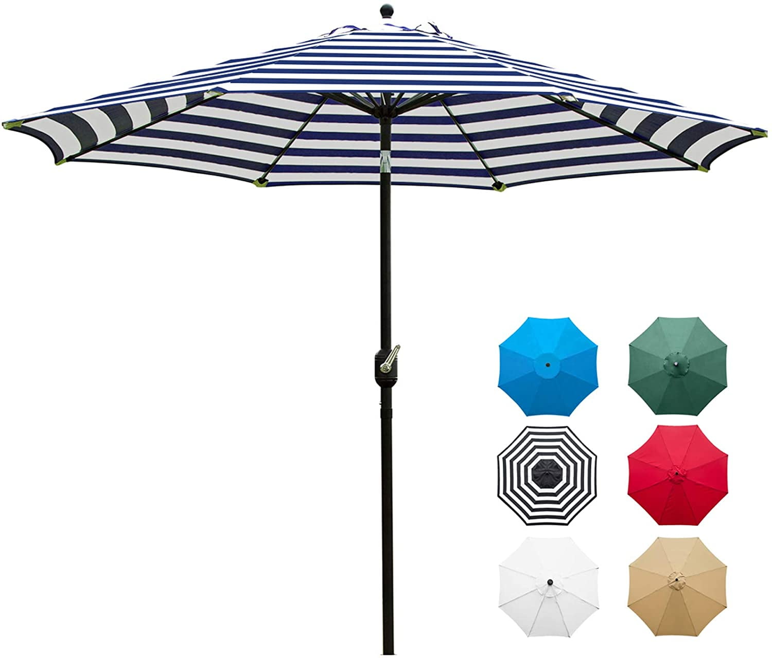 9' Patio Umbrella Outdoor Table Umbrella with 8 Sturdy Ribs (Blue and